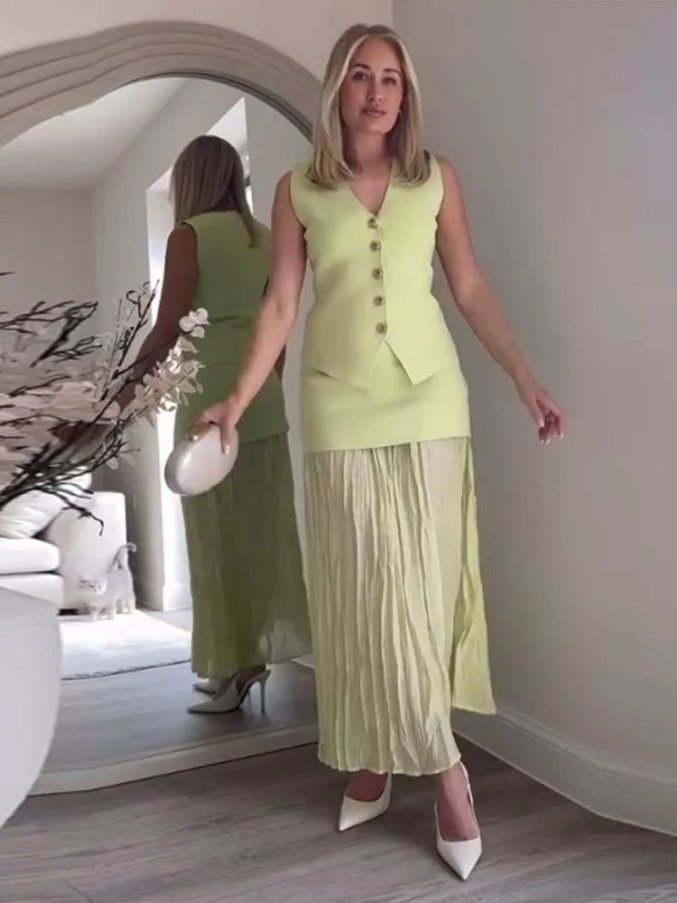 Conjunto Blusa Saia Plissada - Glícia