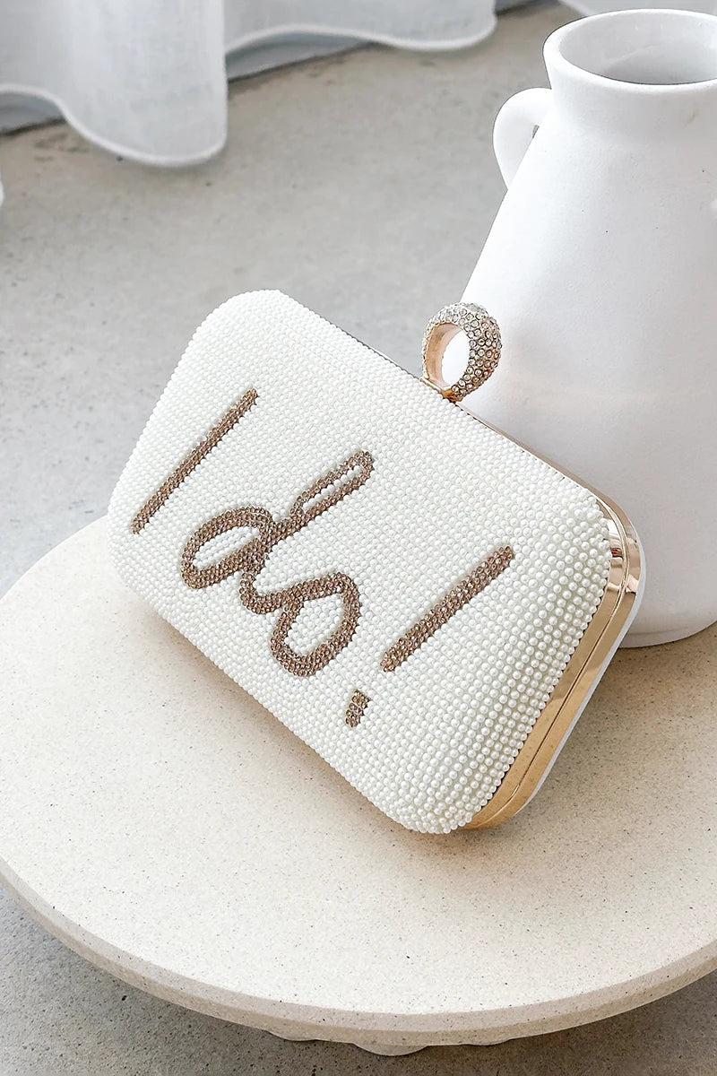 Clutch "I DO" com Lantejoulas – Dourado/Branco