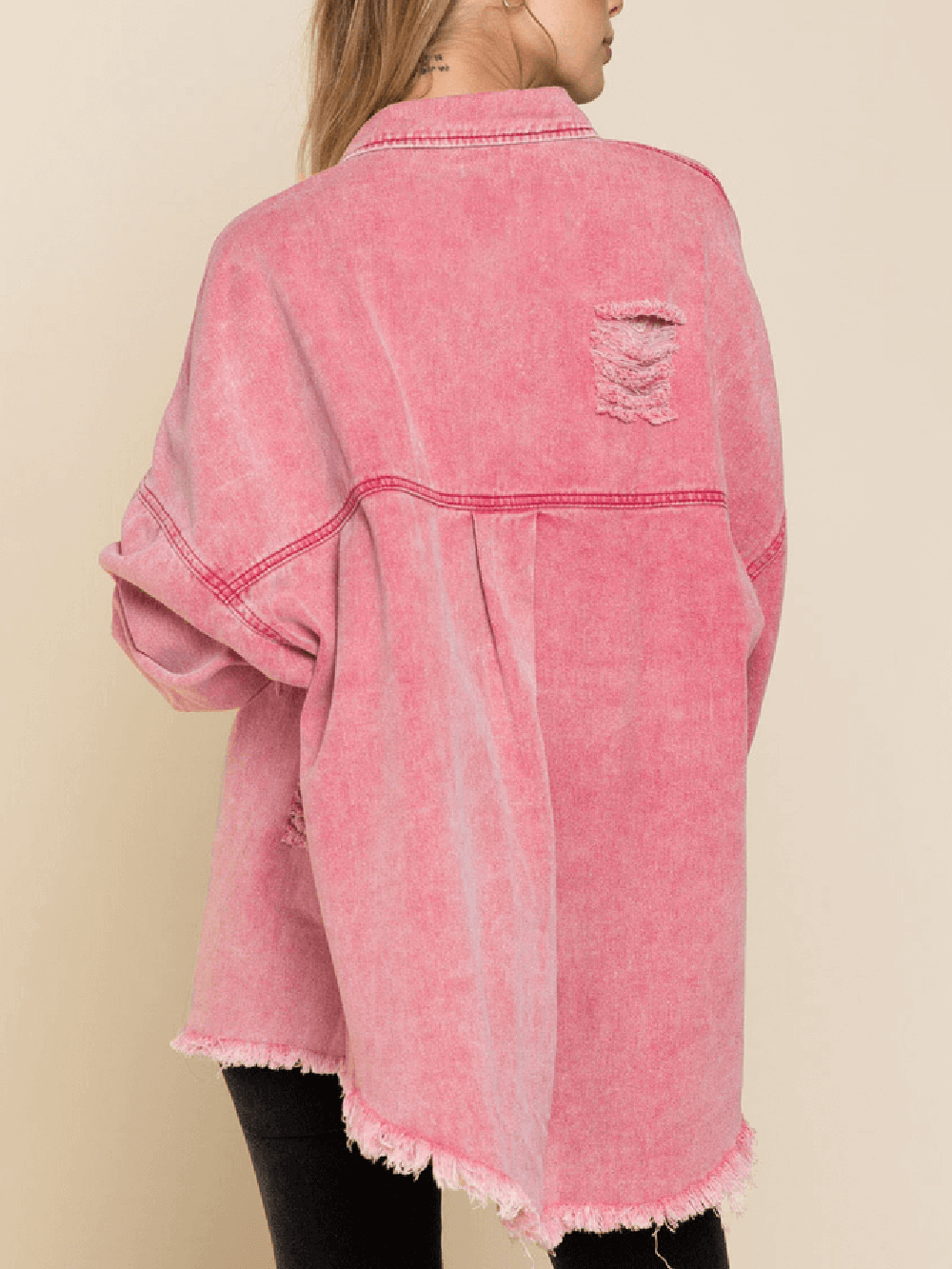 Jaqueta Jeans Desgastada de Algodão - Thinking Out Loud