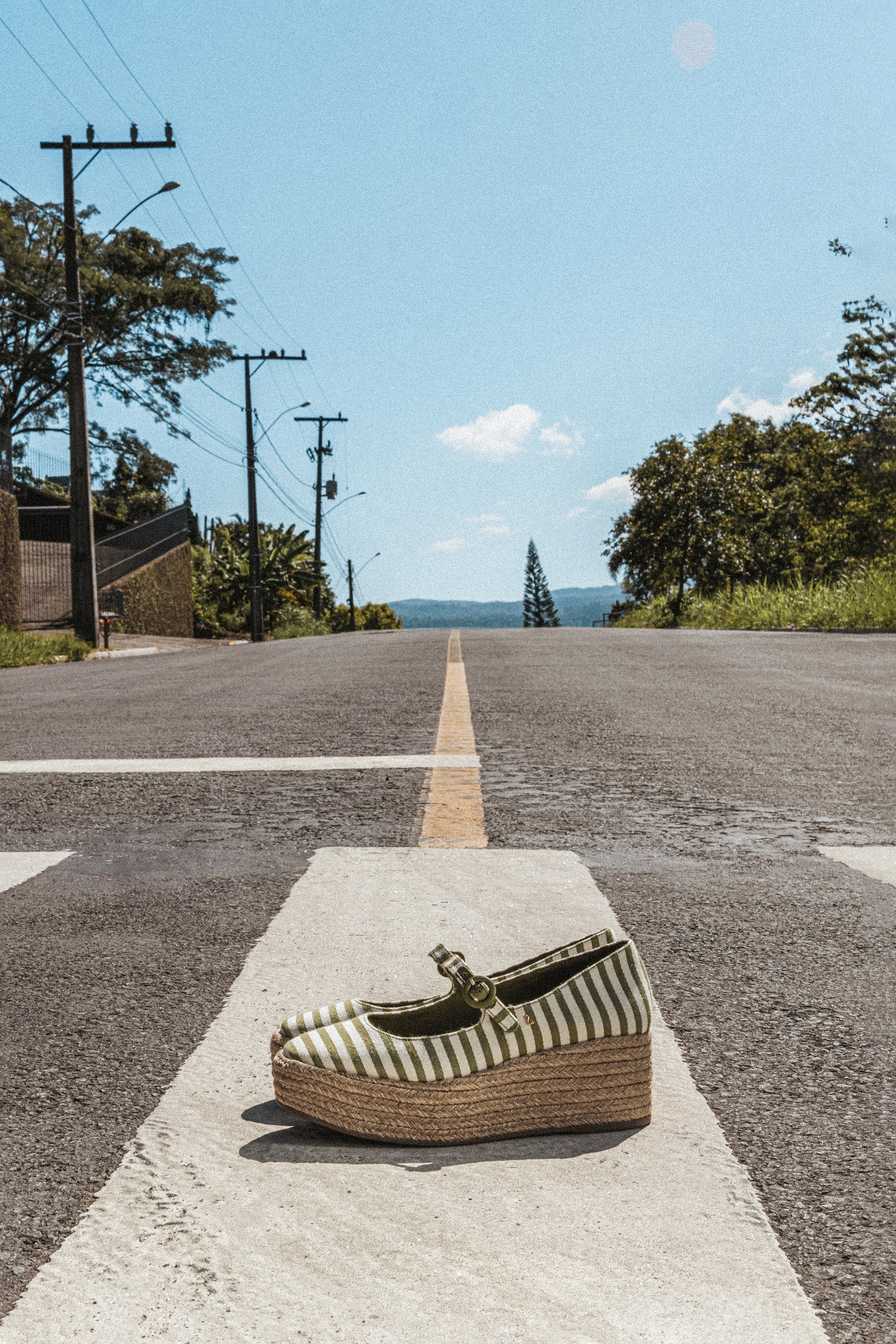 Flatform Blair Lona Listrada Verde e Natural