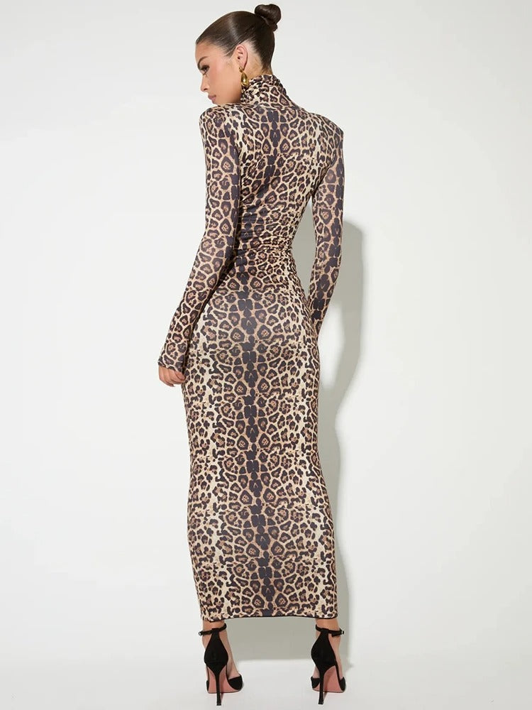 Vestido Feminino Longo Justo - Leopard