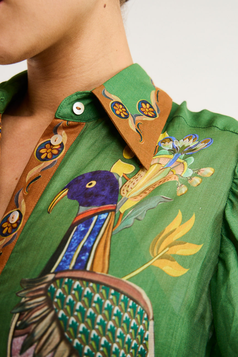 Vestido Longo com Manga Bufante e Estampa Animal - Marcella