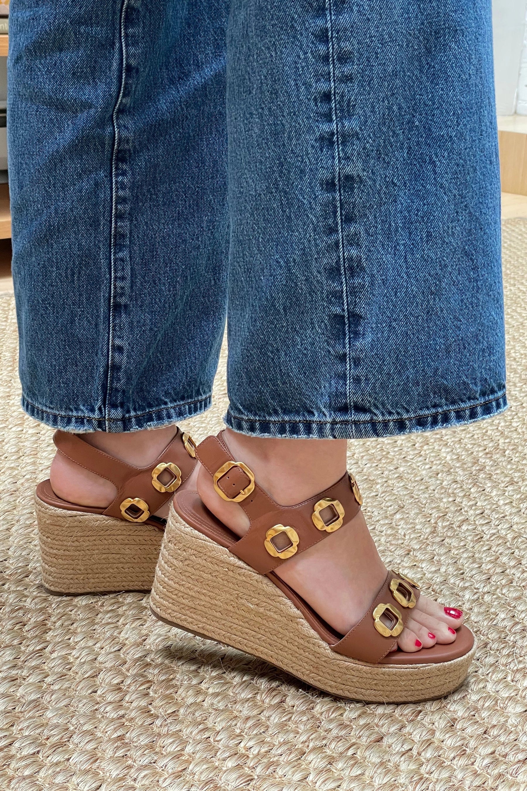 Milan Espadrille In Caramel Leather