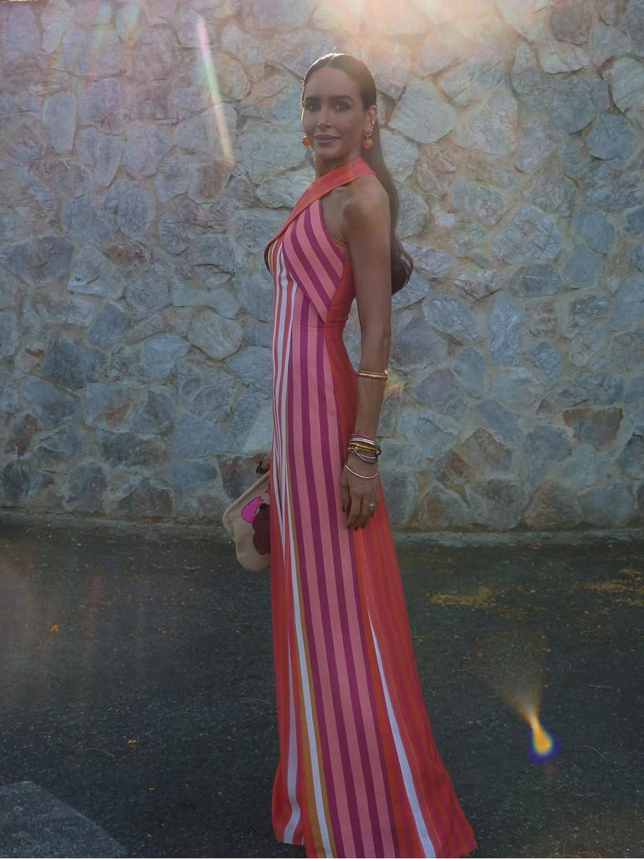 Vestido Sunset Samba com Alças Cruzadas e Listras