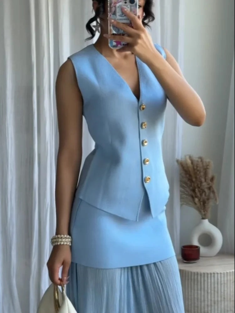 Conjunto Blusa Saia Plissada - Glícia