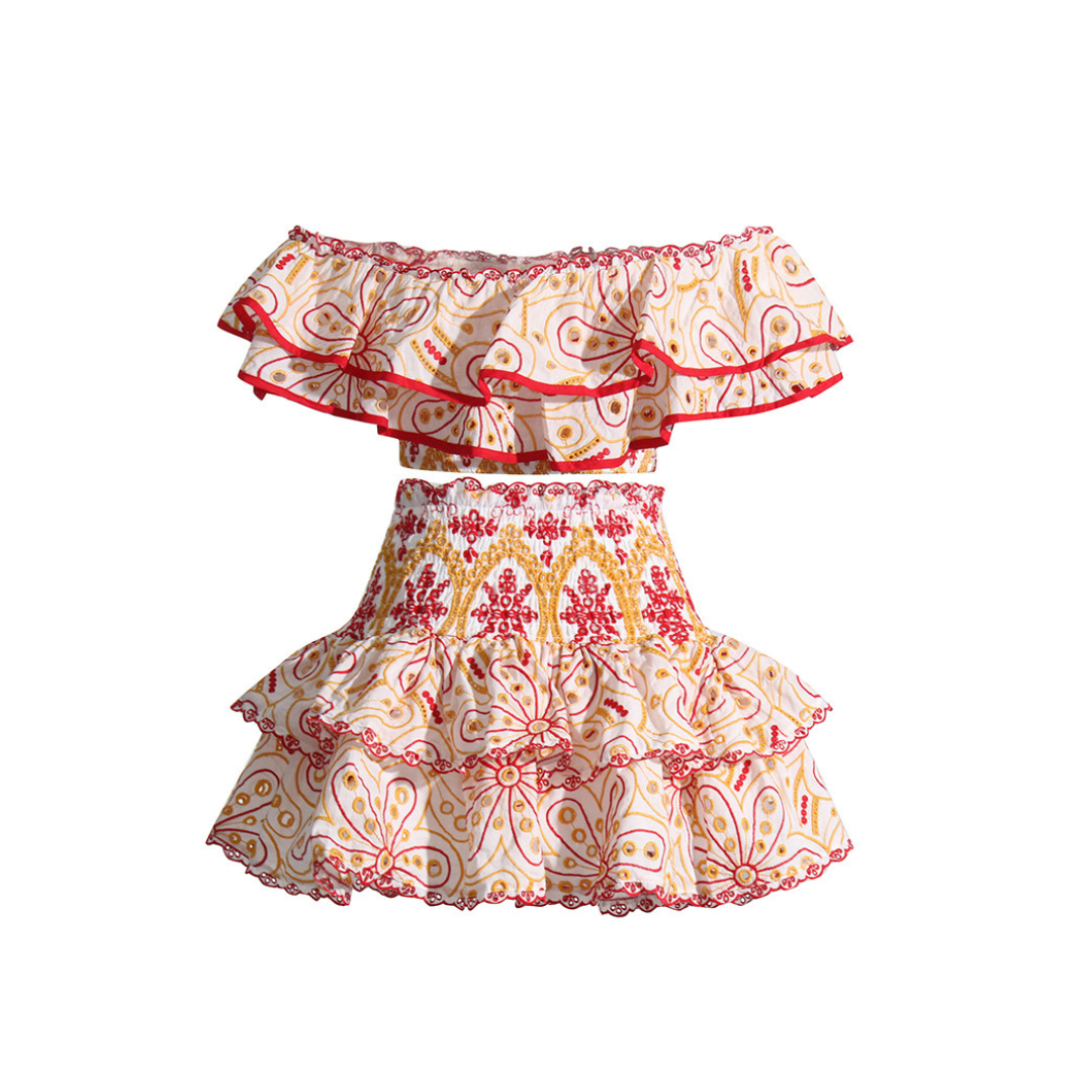 Conjunto Bordado com Ombros à Mostra