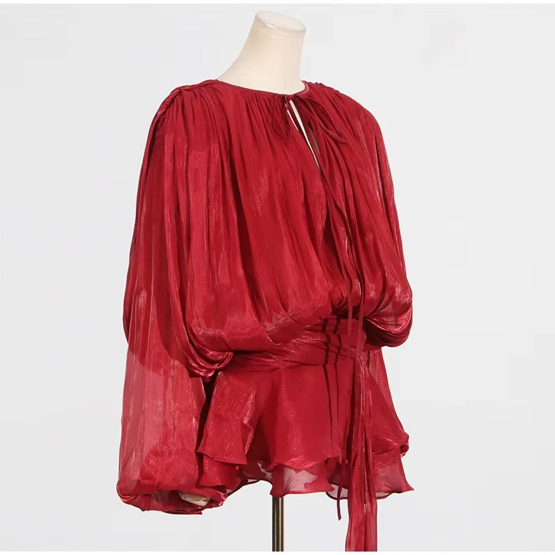 Vestido Feminino Acetinado Plissado - Izuke