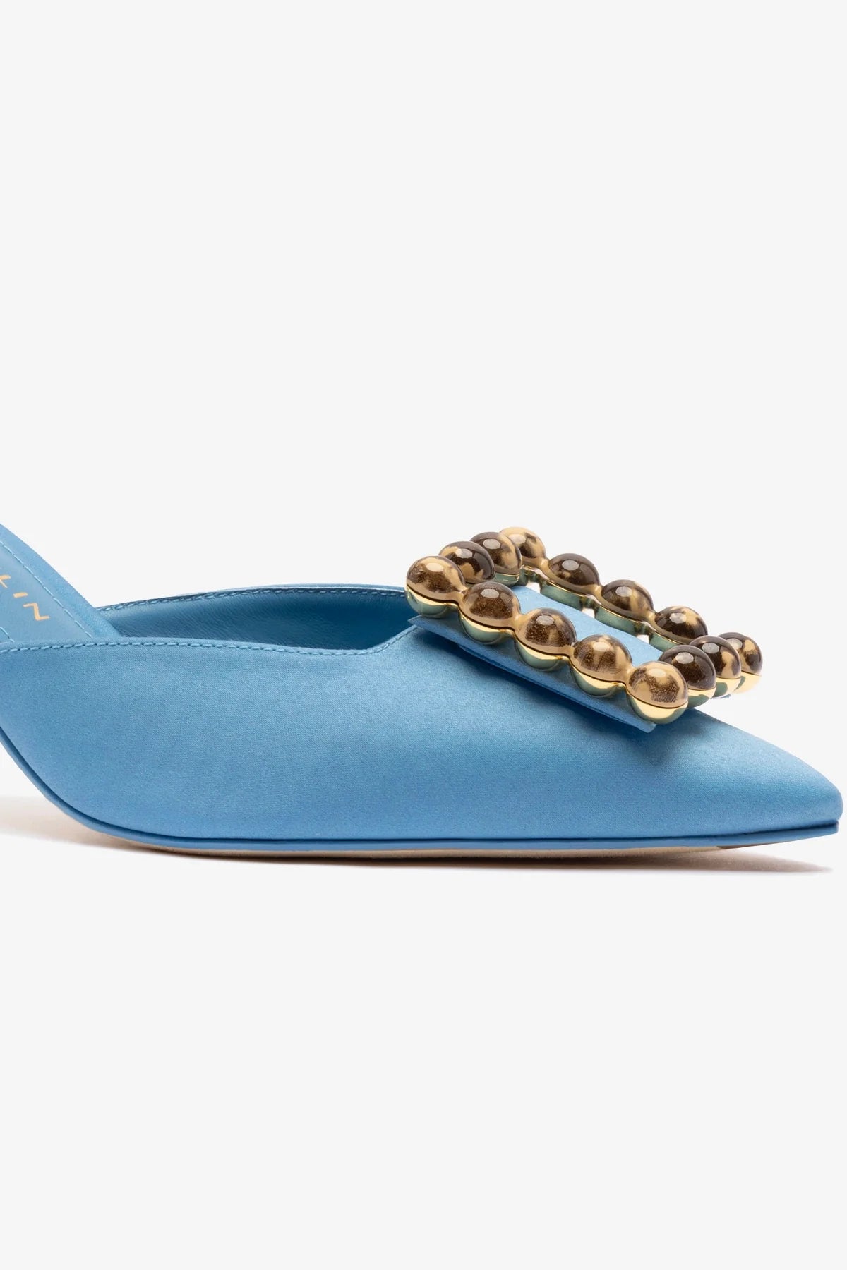 Chloe Gosselin by Studio Larroudé: Mule Ava Cetim Azul