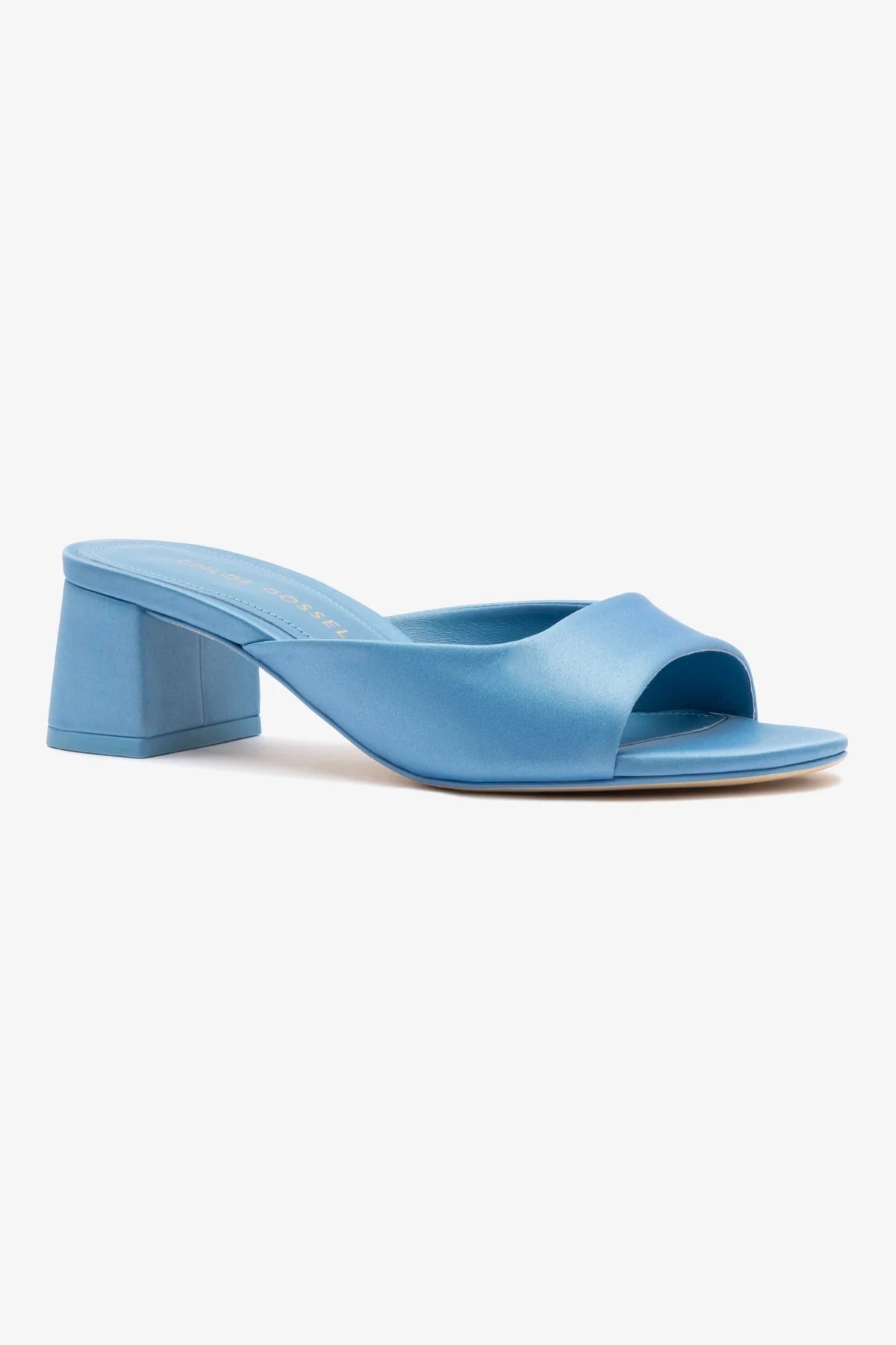 Chloe Gosselin by Studio Larroudé: Mule Anah Cetim Azul