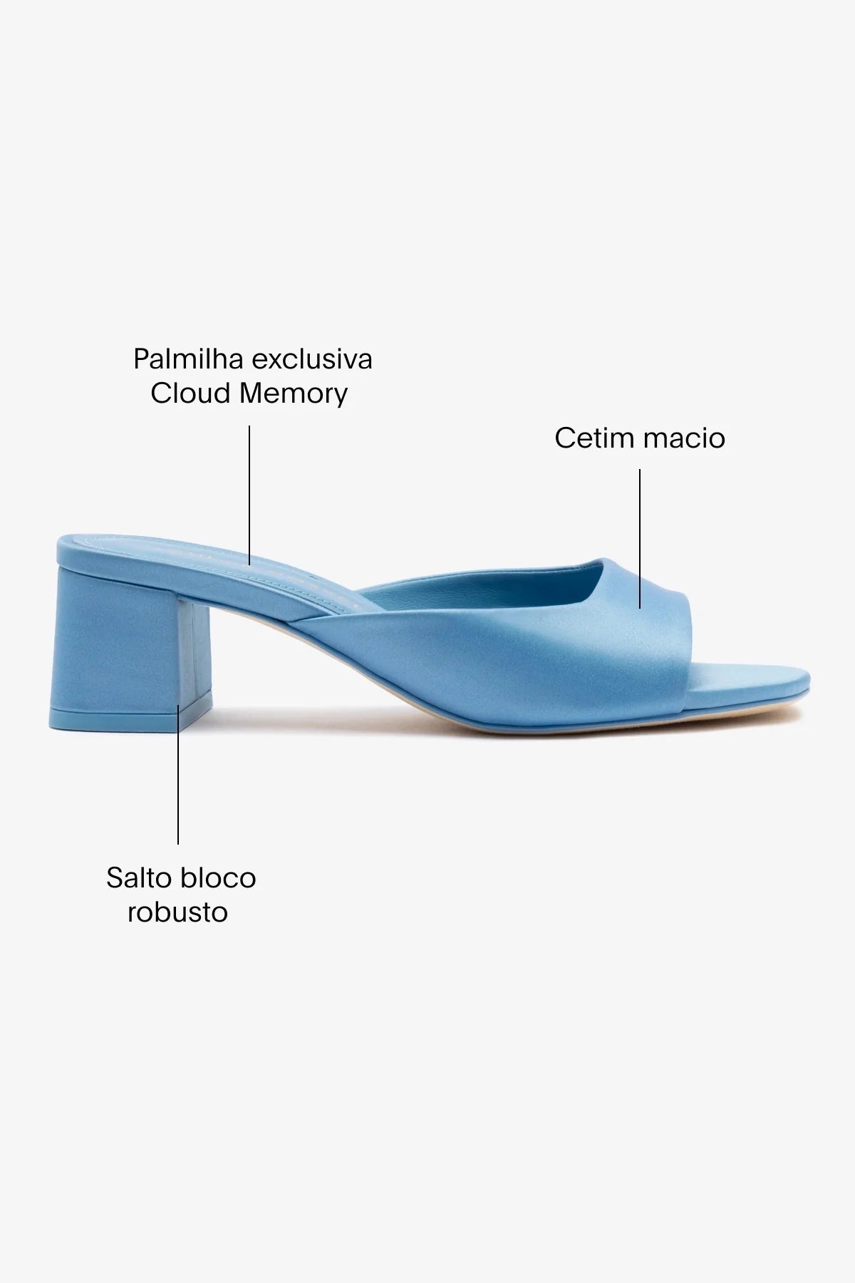 Chloe Gosselin by Studio Larroudé: Mule Anah Cetim Azul