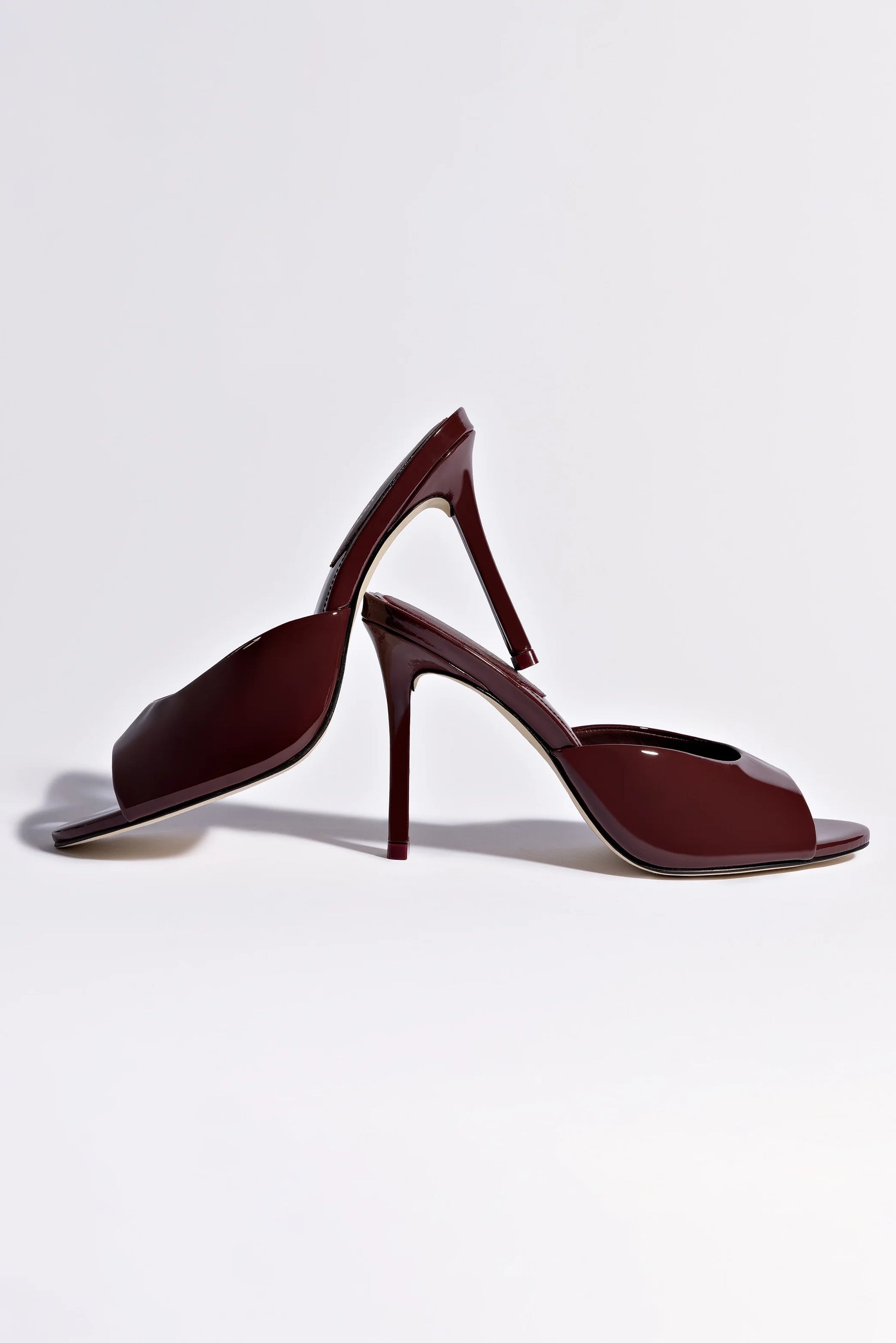 Larroudé x Jonathan Cohen Mule In Burgundy Patent Leather