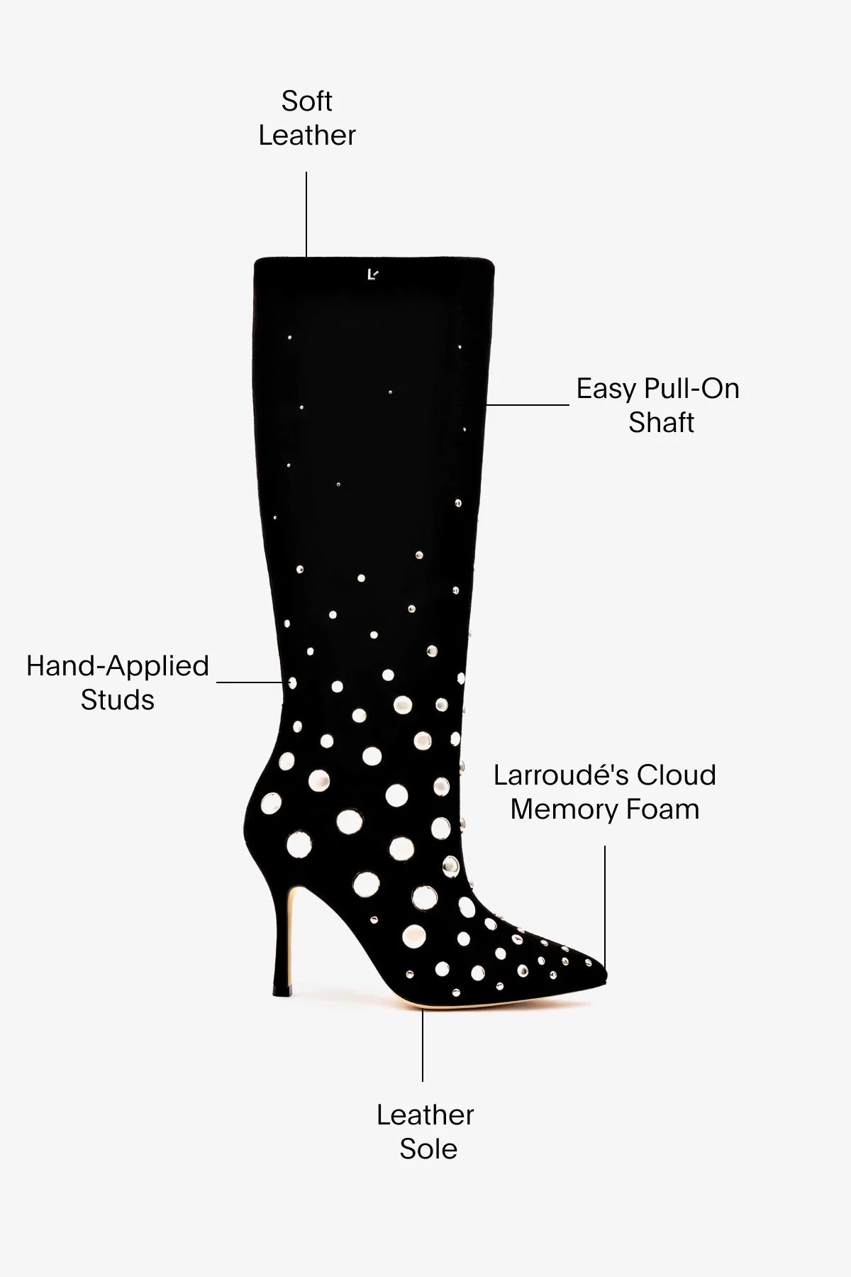 Kate Studs Boot In Black Suede