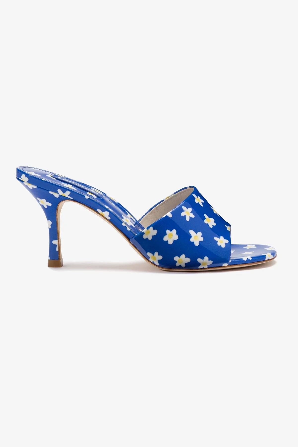 Mule Colette Couro Verniz Estampado Azul