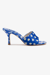 Mule Colette Couro Verniz Estampado Azul
