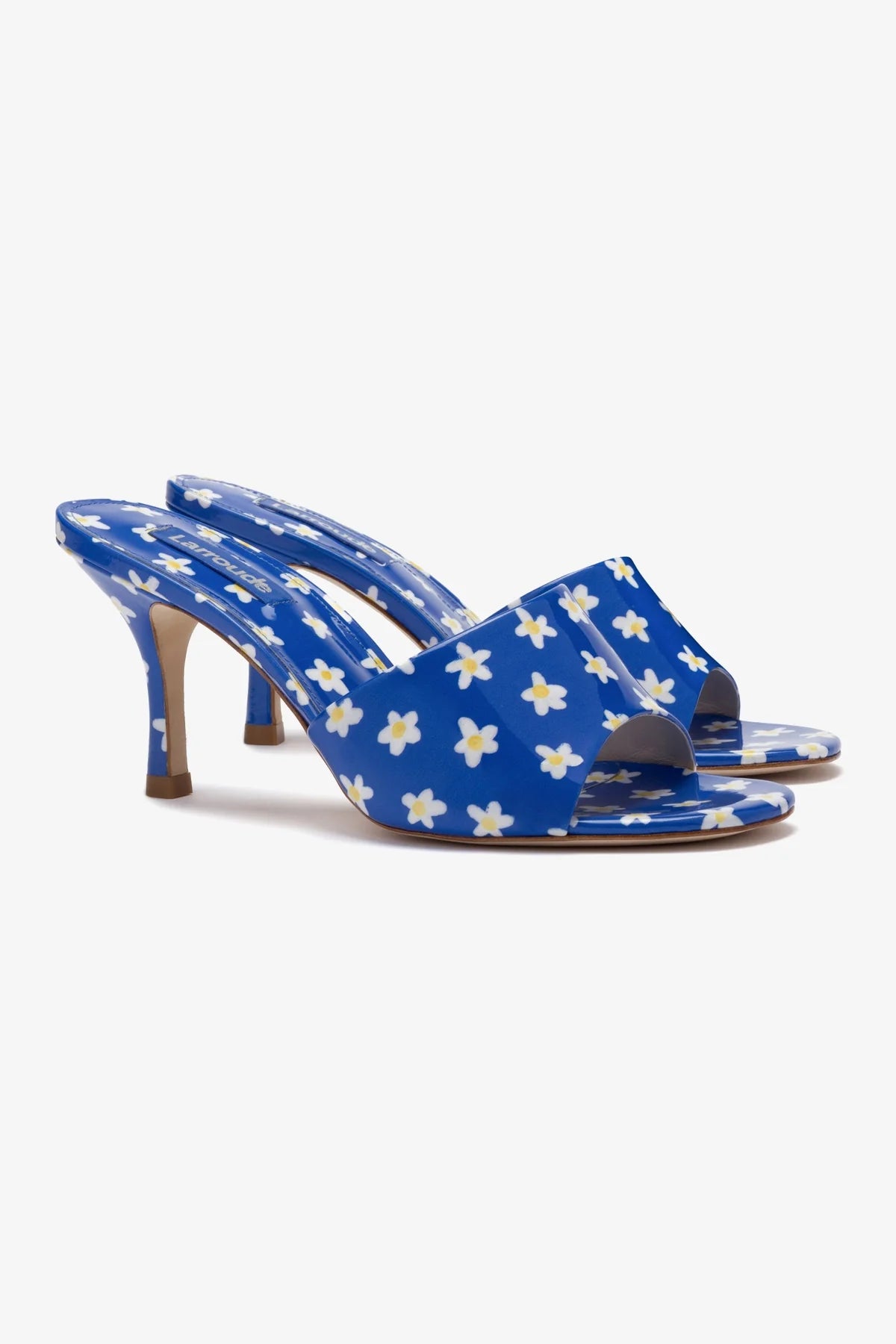 Mule Colette Couro Verniz Estampado Azul