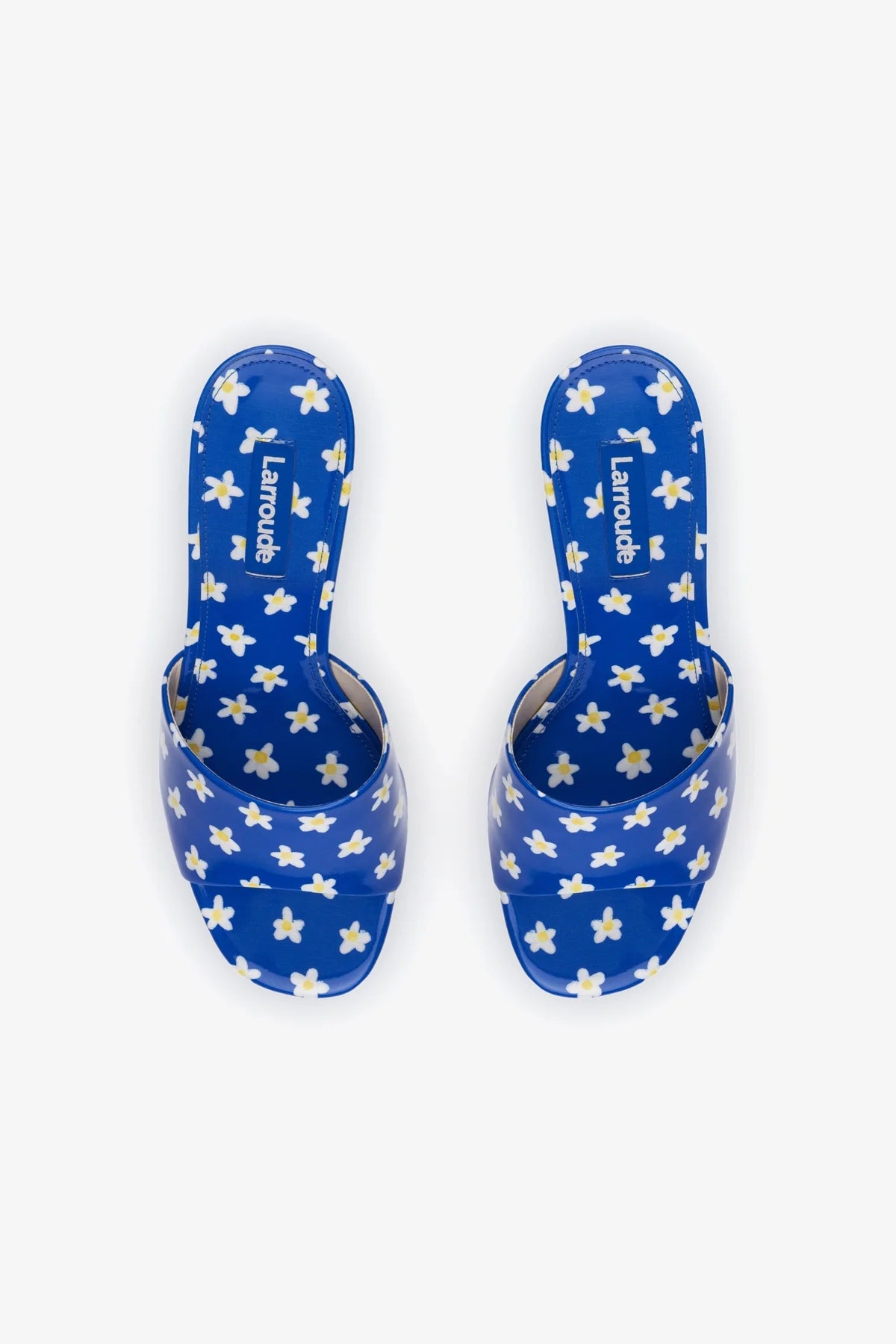 Mule Colette Couro Verniz Estampado Azul