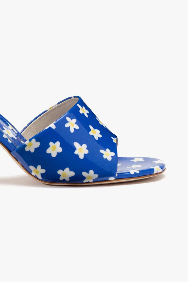 Mule Colette Couro Verniz Estampado Azul