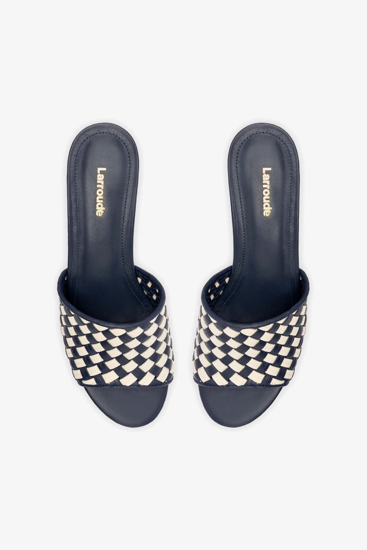 Mule Plataforma Miso Couro Azul e Couro Off White