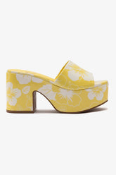 Mule Plataforma Miso Couro Verniz Estampado Amarelo
