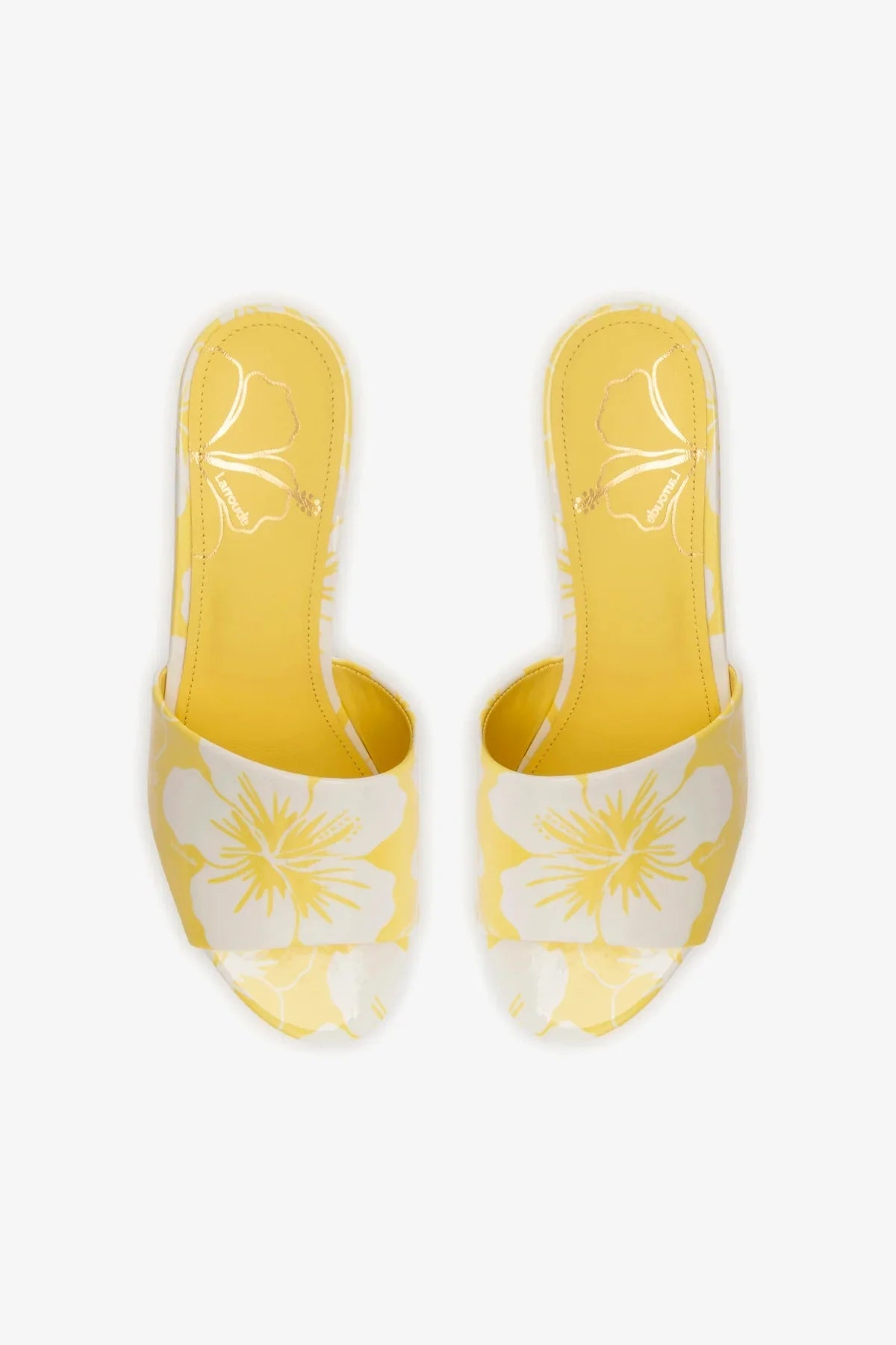 Mule Plataforma Miso Couro Verniz Estampado Amarelo