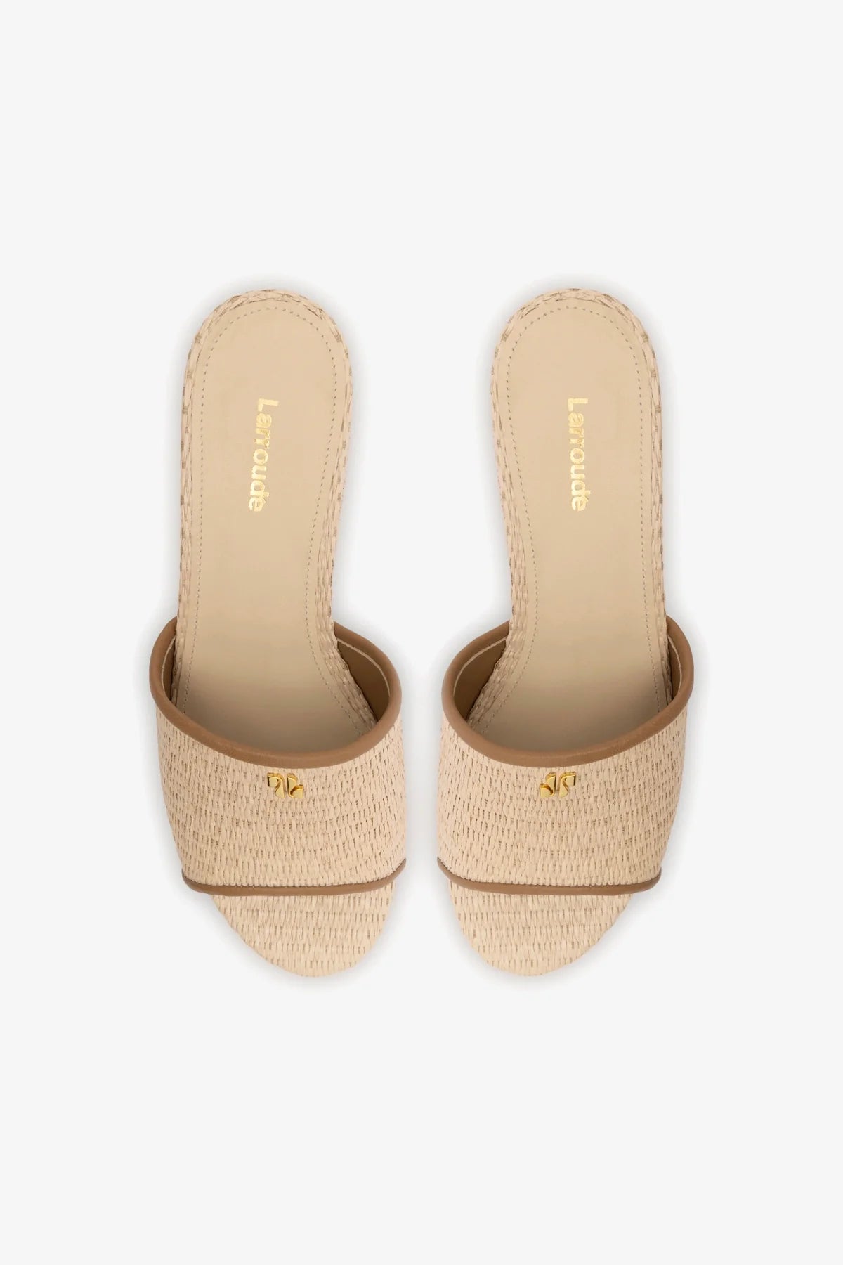 Mule Plataforma Miso Ráfia Bege e Couro Marrom