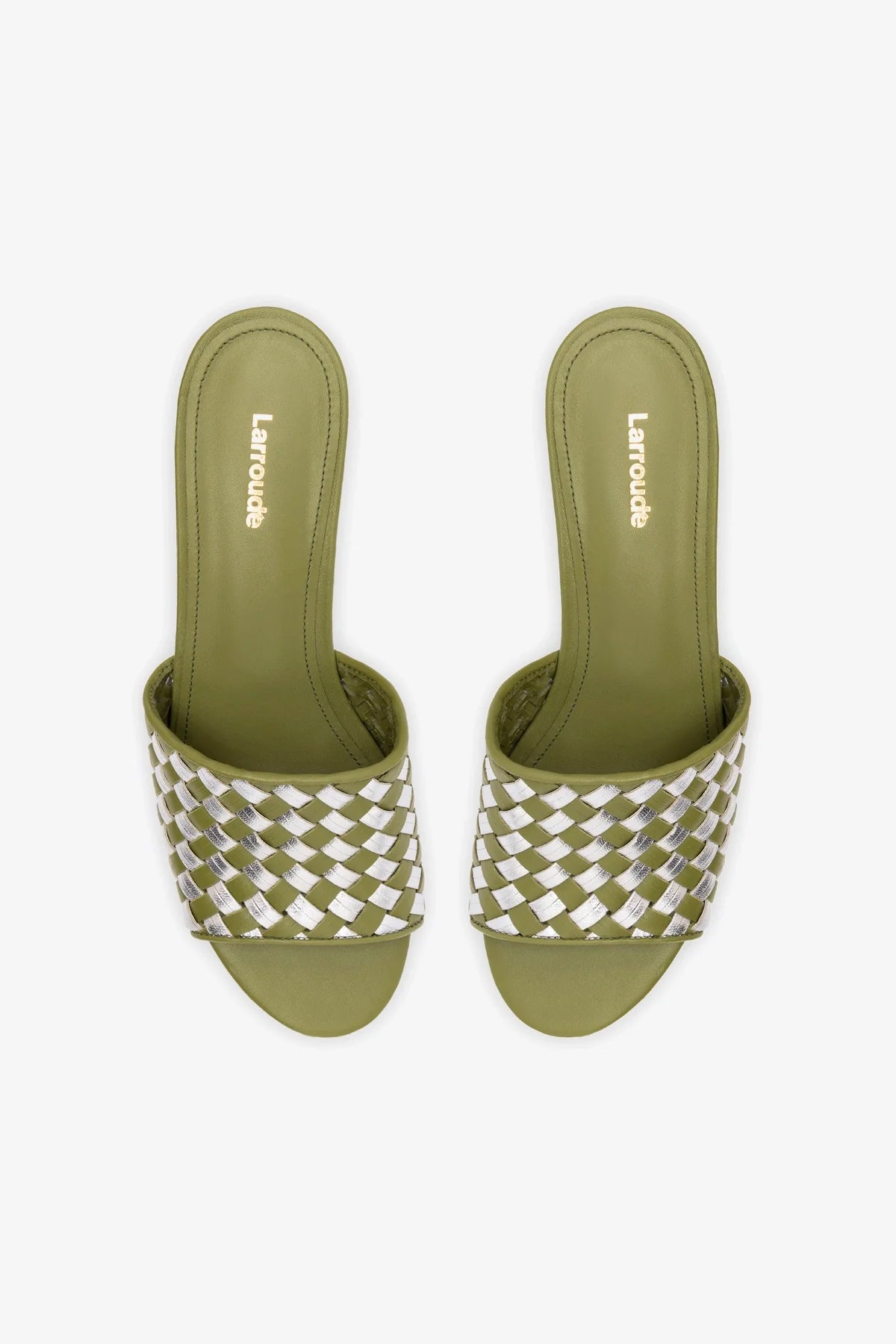 Mule Plataforma Miso Couro Verde e Couro Prateado