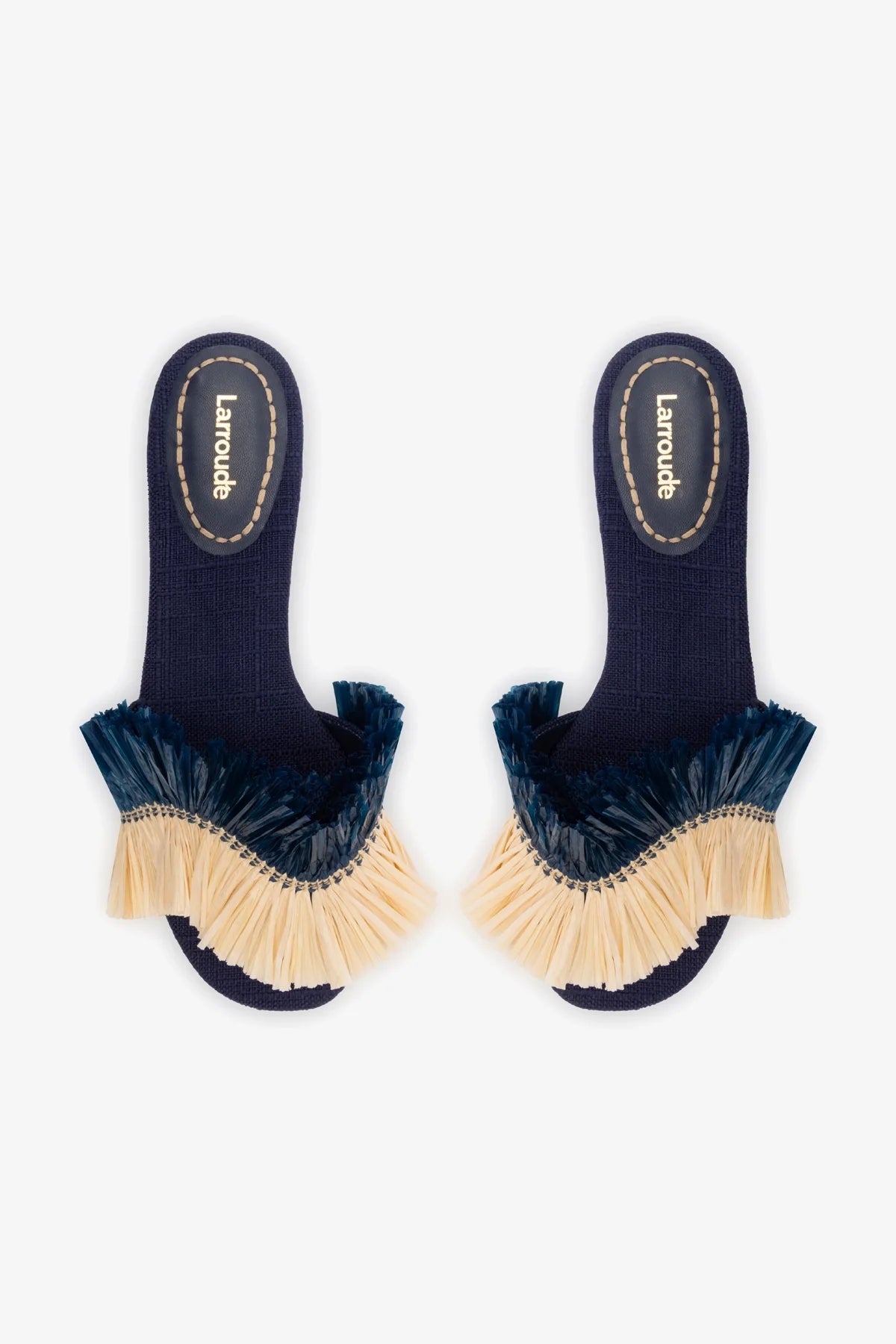 Ivy Fringe Flat In Navy Raffia