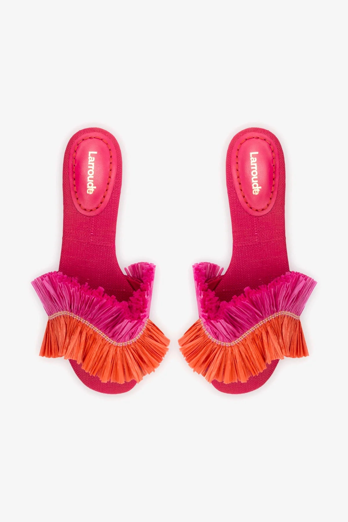 Flat Ivy Ráfia Rosa e Franjas