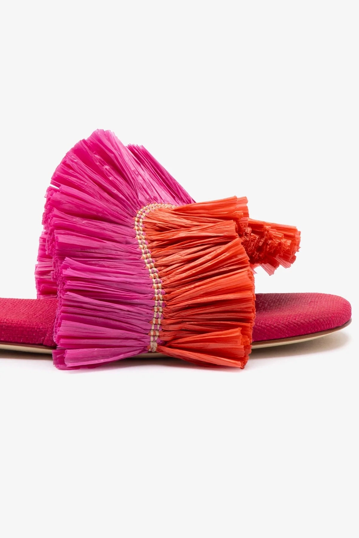 Flat Ivy Ráfia Rosa e Franjas