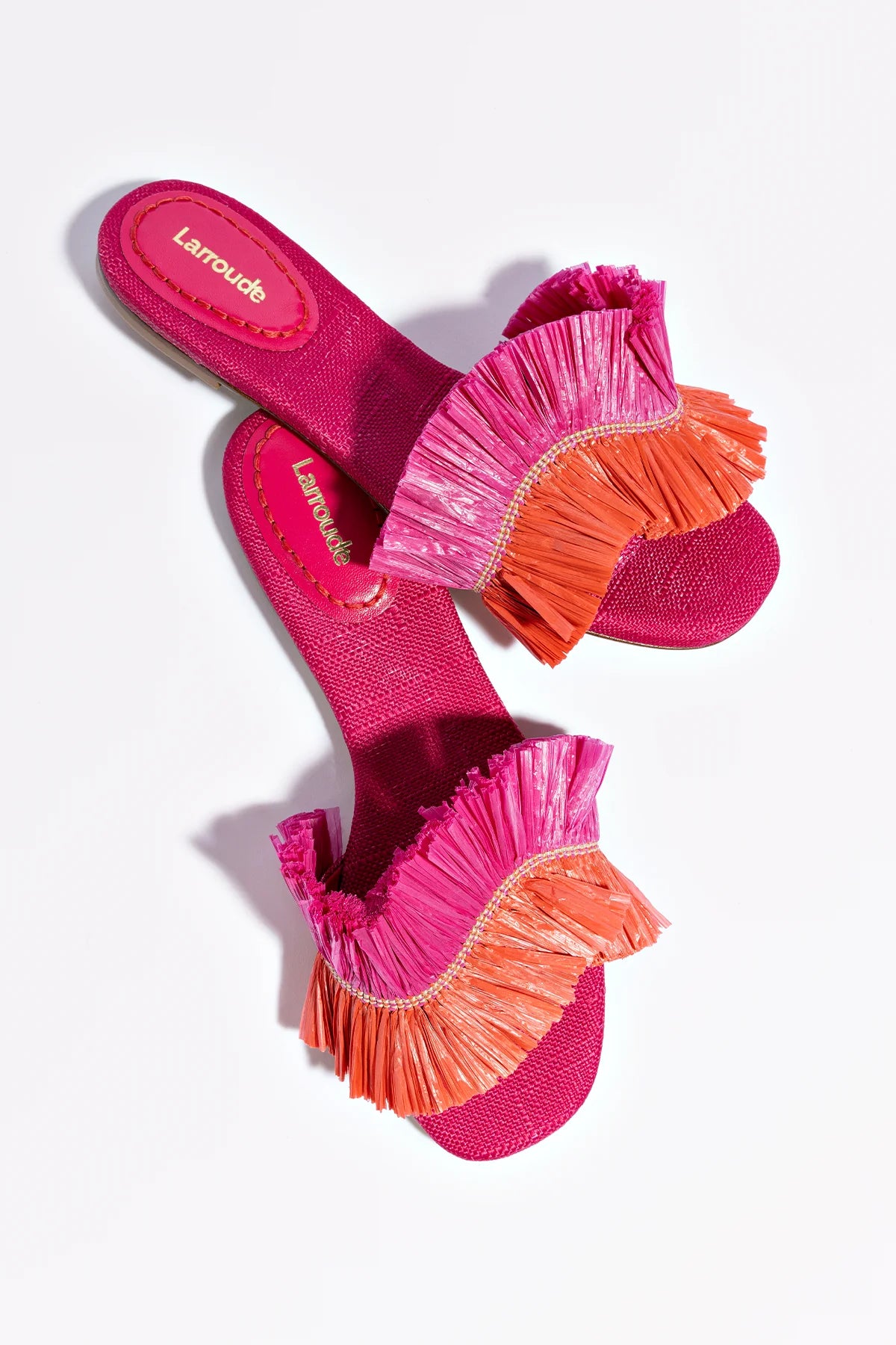 Flat Ivy Ráfia Rosa e Franjas