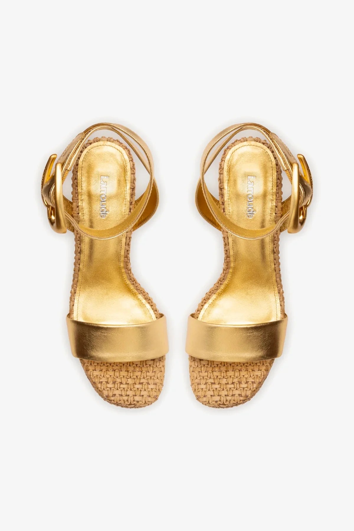 Sandália Dolly Verona Ráfia Natural e Couro Dourado