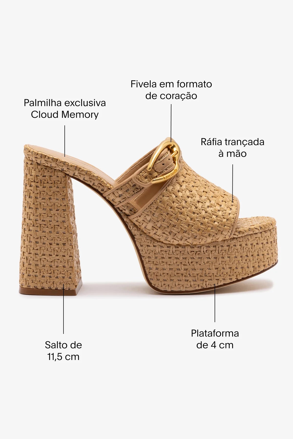 Mule Dolly Verona Ráfia Bege e Couro Bege