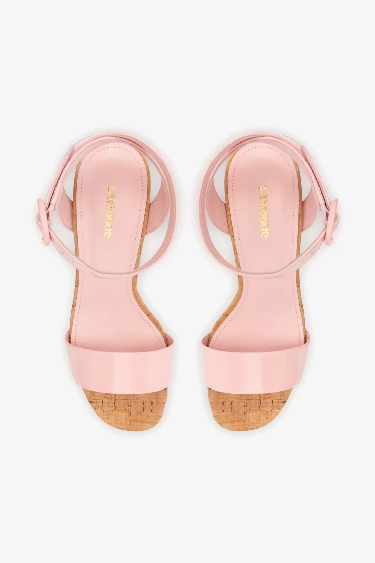 Sandália Dolly Couro Verniz Rosa e Cortiça