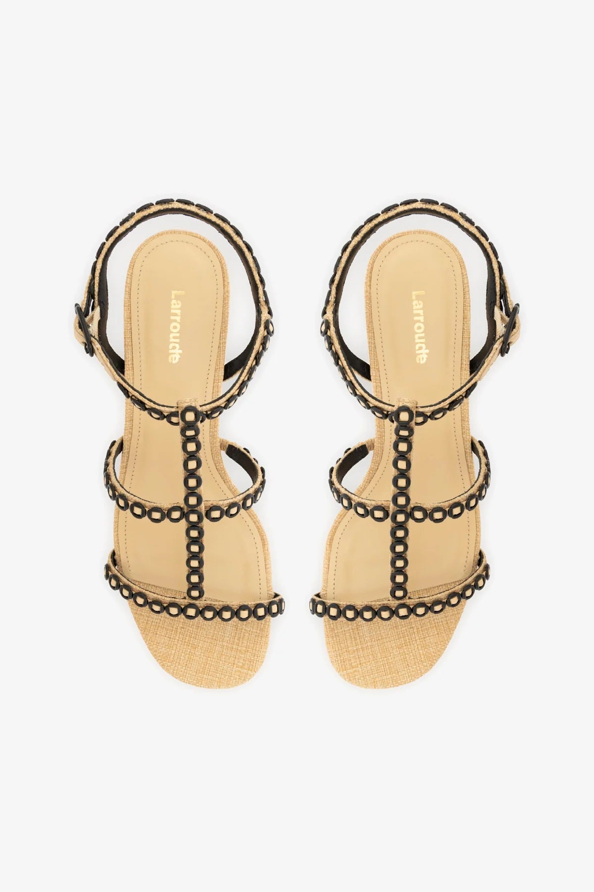 Sandália Salto Bloco Milanina Ráfia Bege