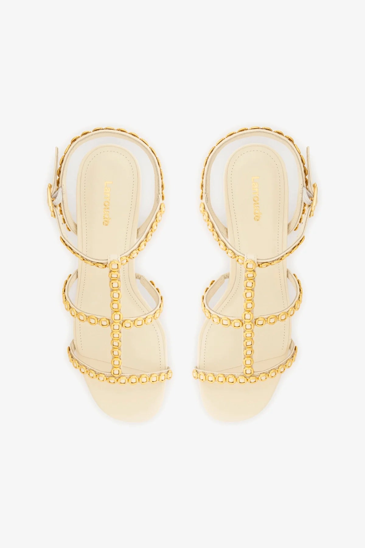 Sandália Salto Bloco Milanina Couro Off White