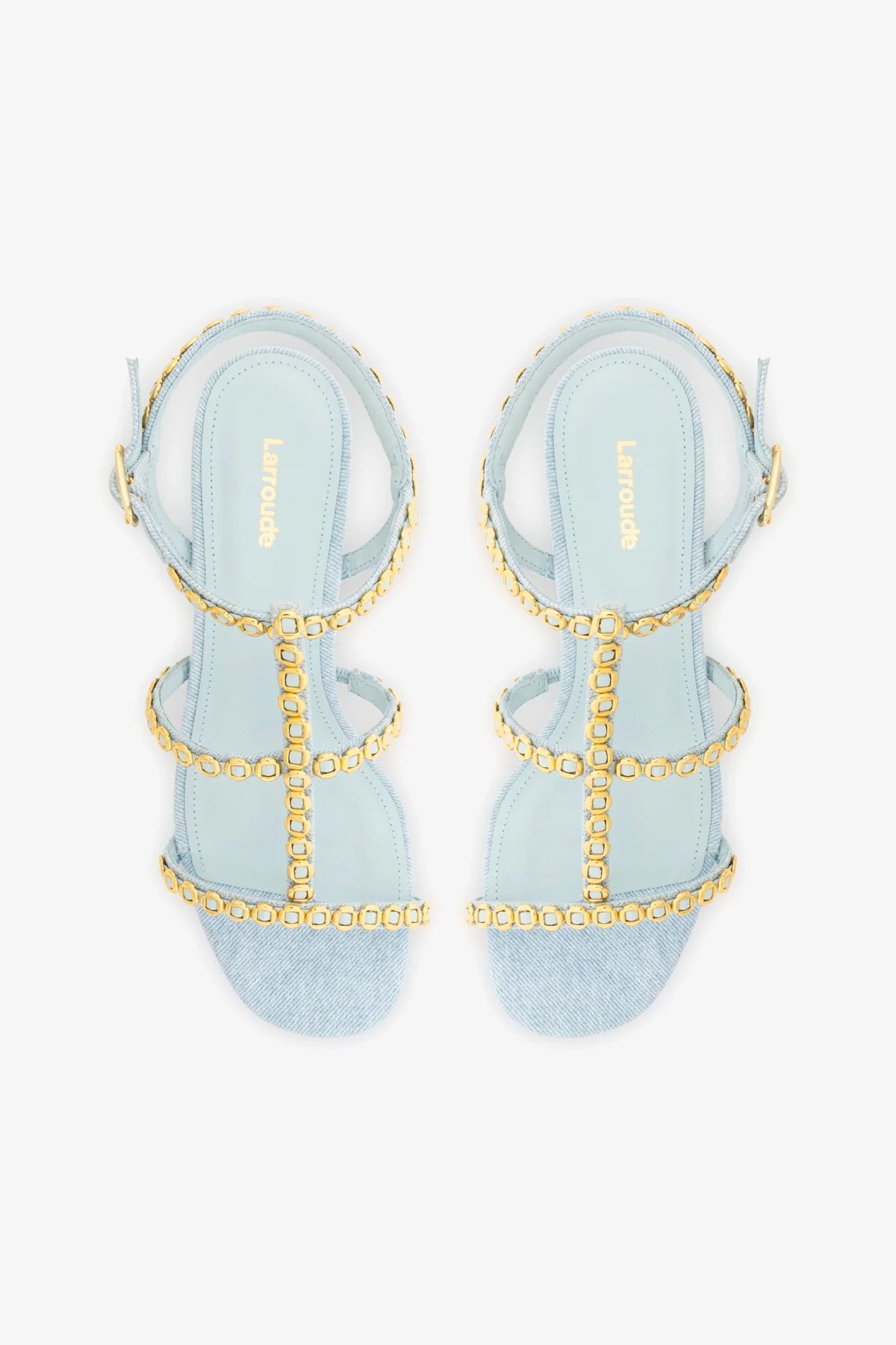 Sandália Salto Bloco Milanina Jeans Azul