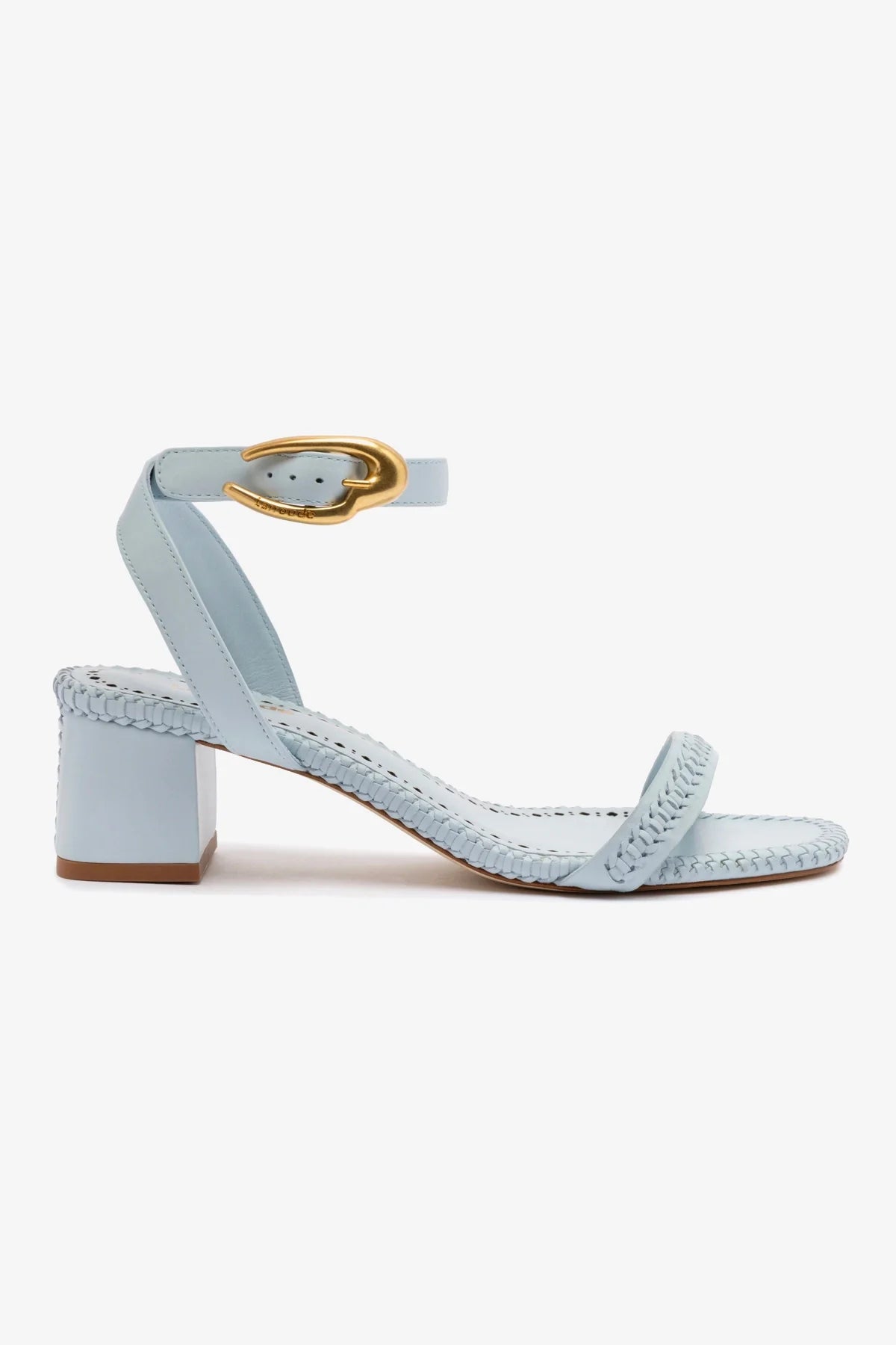 Sandália Salto Bloco Verona Couro Azul