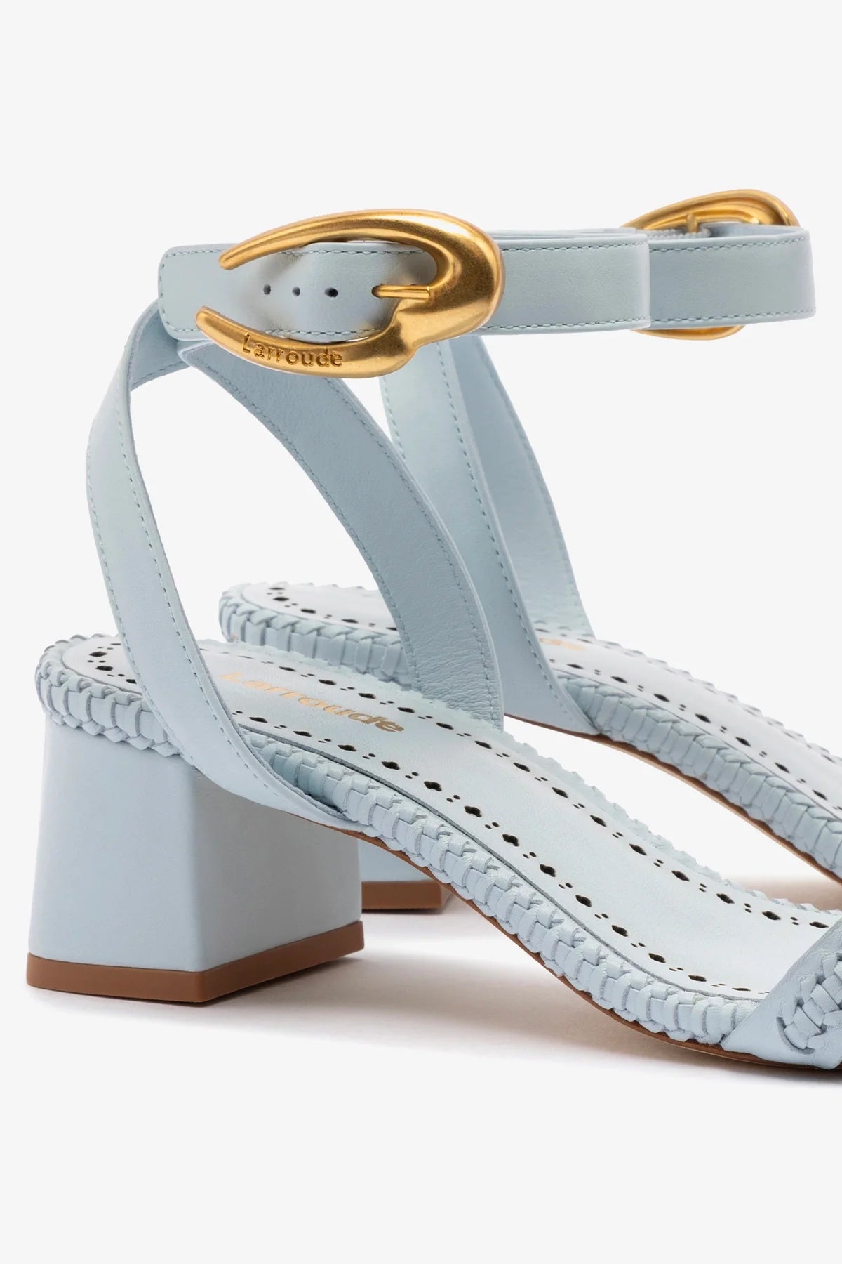 Sandália Salto Bloco Verona Couro Azul