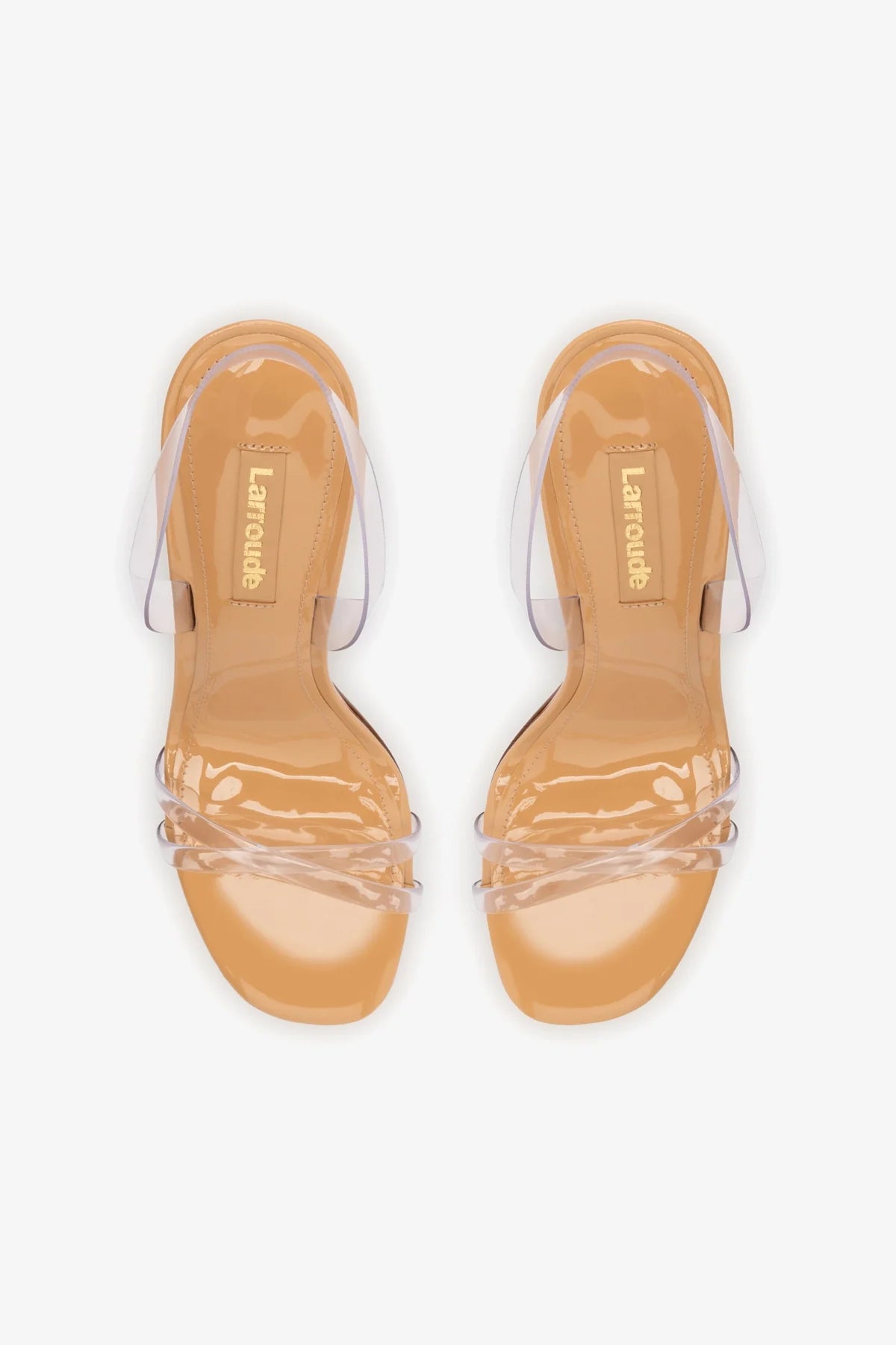 Sandália Annie Couro Verniz Bege e Vinil