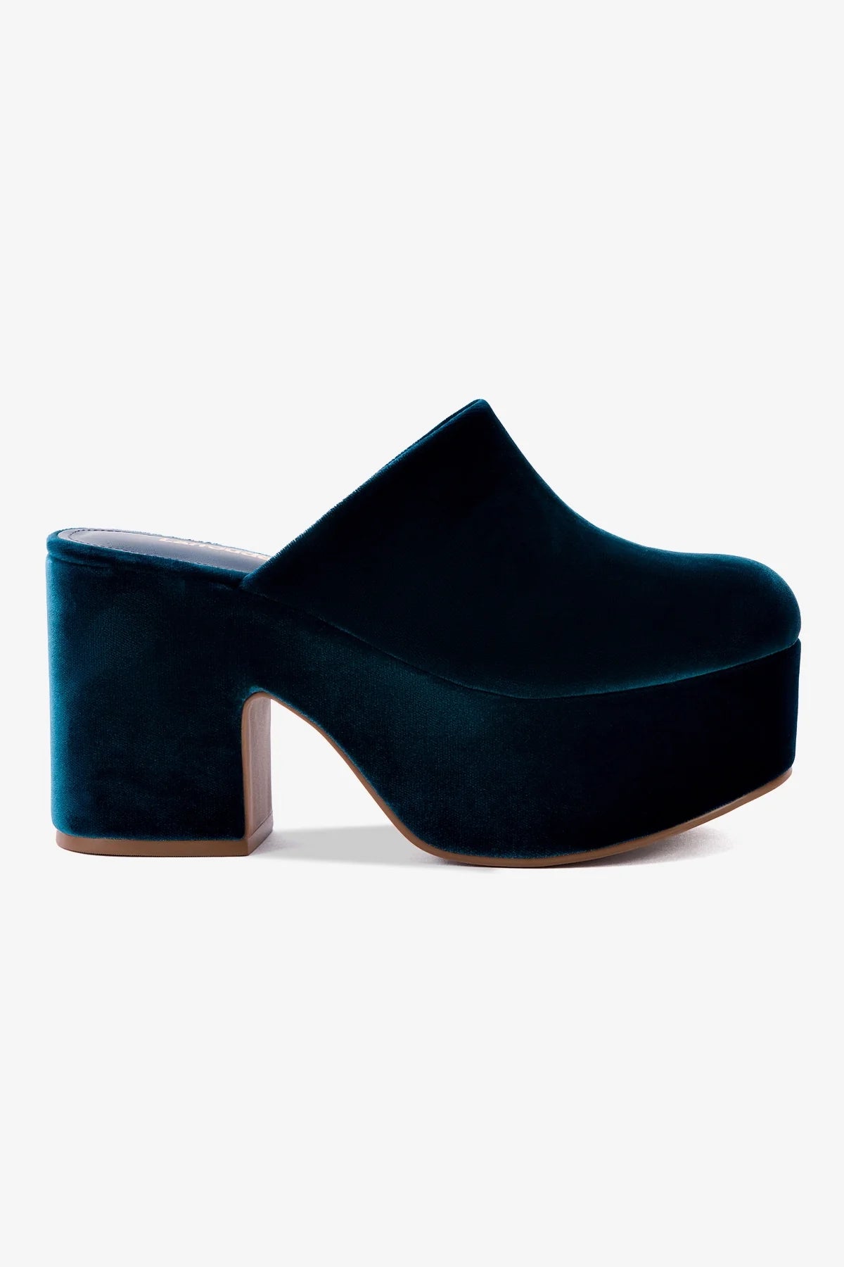 Mule Clog Plataforma Miso Veludo Azul