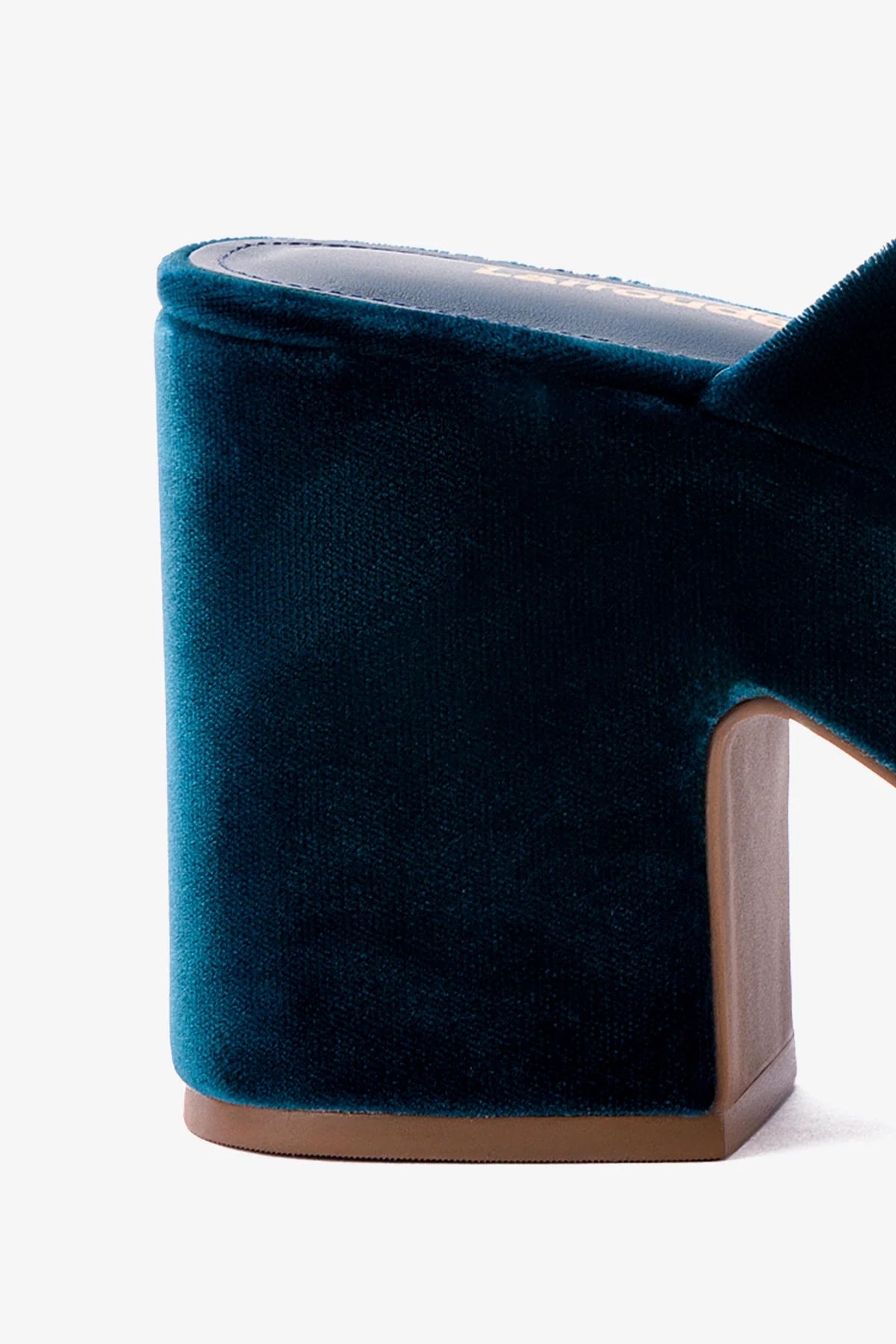 Mule Clog Plataforma Miso Veludo Azul