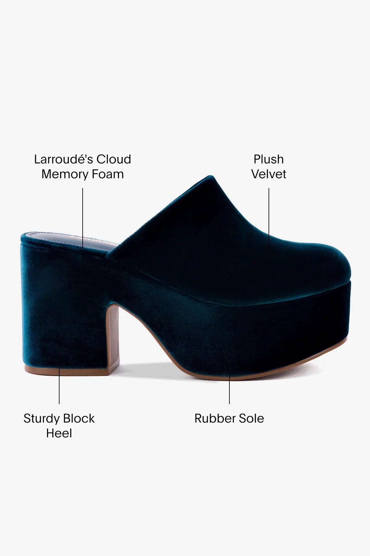 Mule Clog Plataforma Miso Veludo Azul