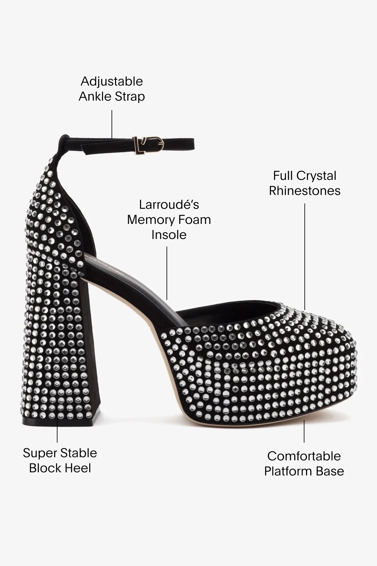 Ari Crystal Pump In Black Suede