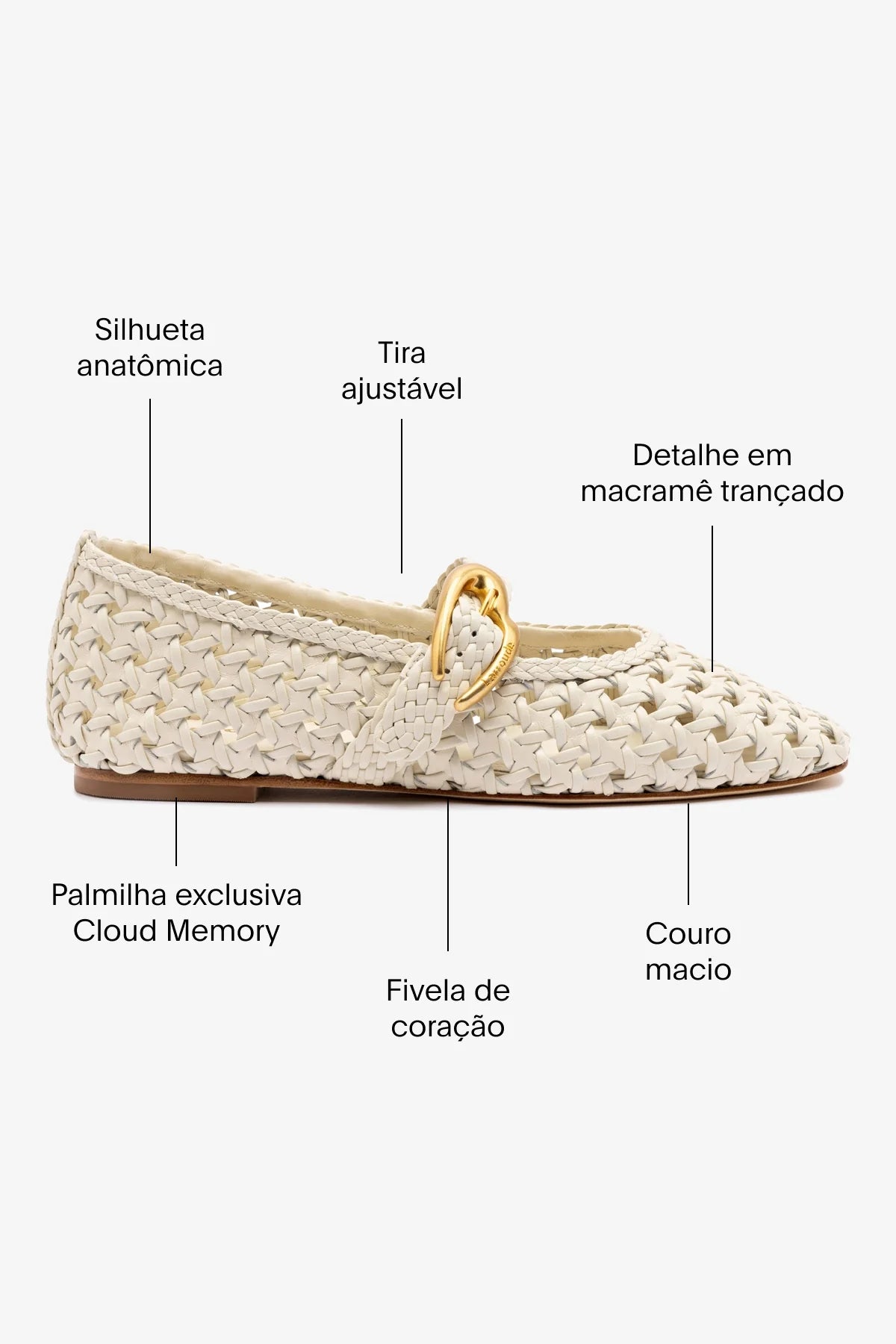 Sapatilha Verona New Macramê Couro Off White