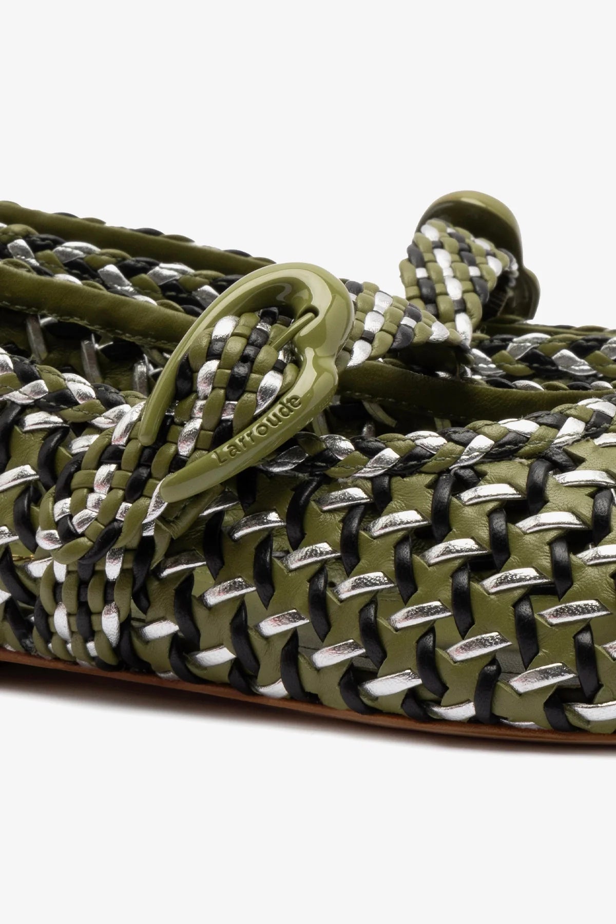 Sapatilha Verona New Macramê Couro Verde Preto e Prateado