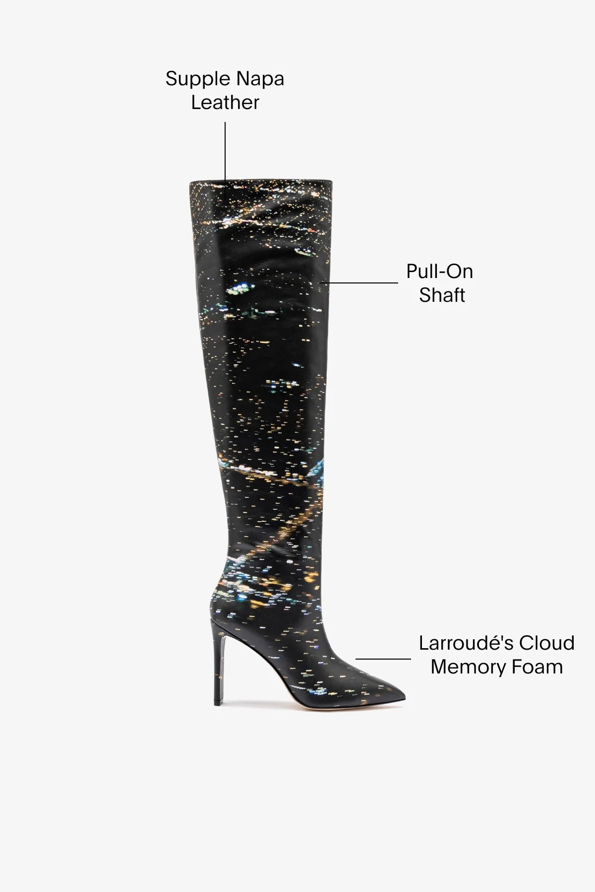 Larroudé x Libertine Boot In Black LAX Printed Leather