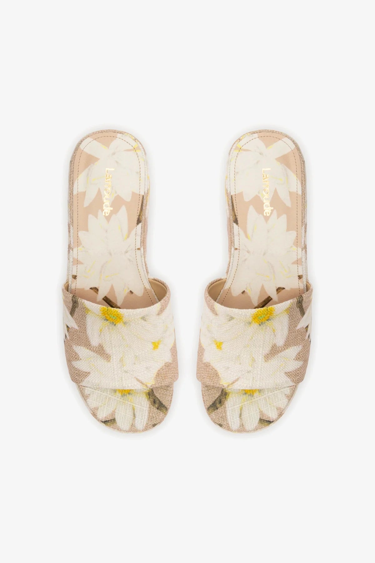 Mule Alex Ráfia Estampada Bege