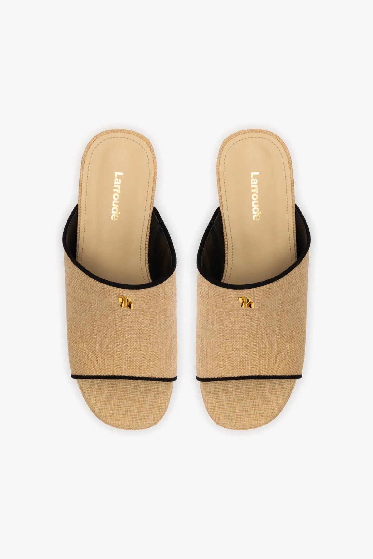 Mule Charli Ráfia Bege e Camurça Preto