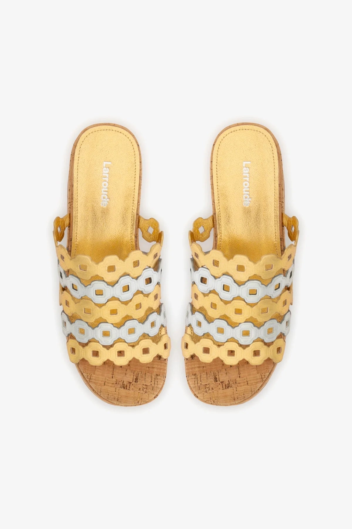 Mule Charli Couro Dourado e Prateado