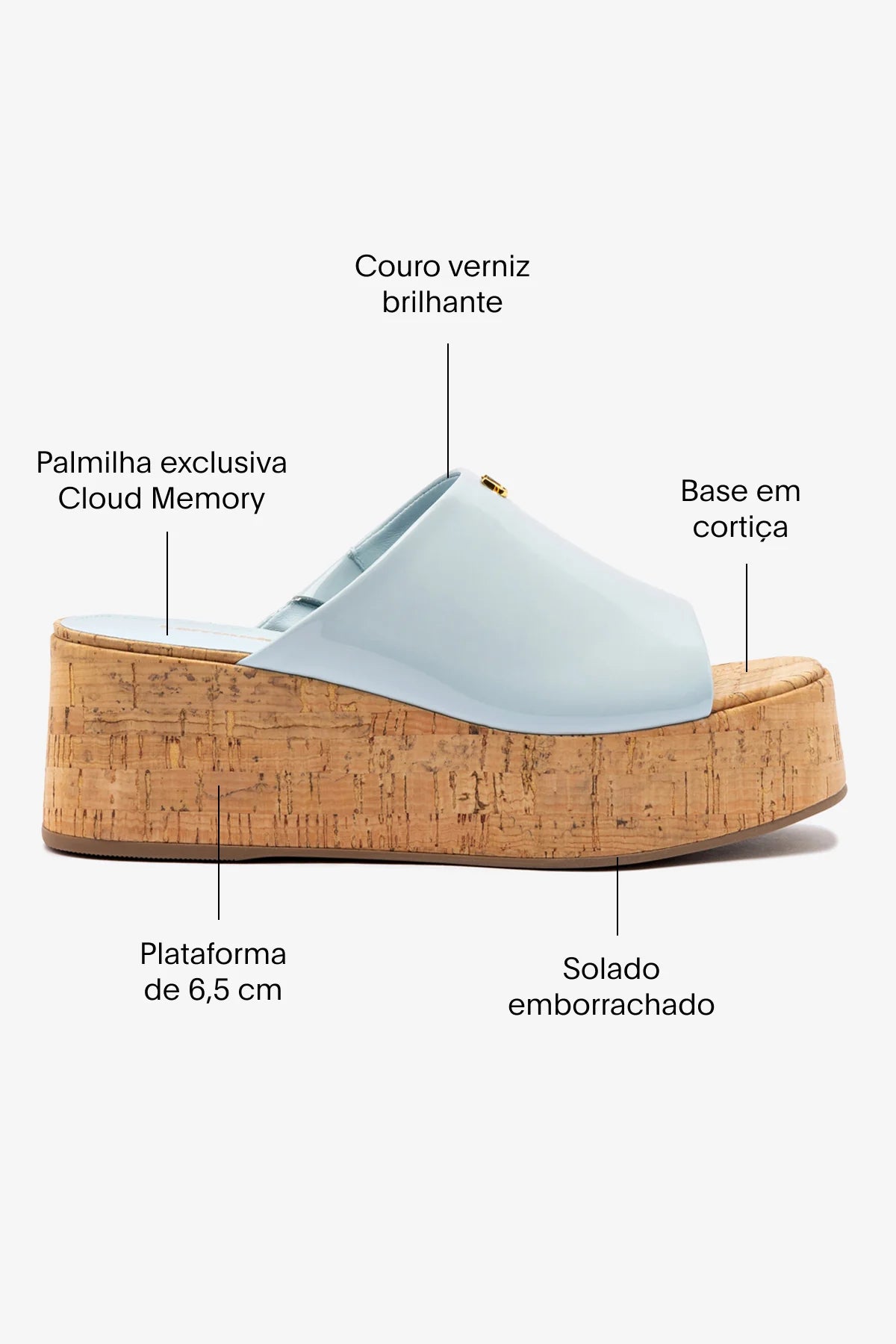 Mule Charli Couro Verniz Azul